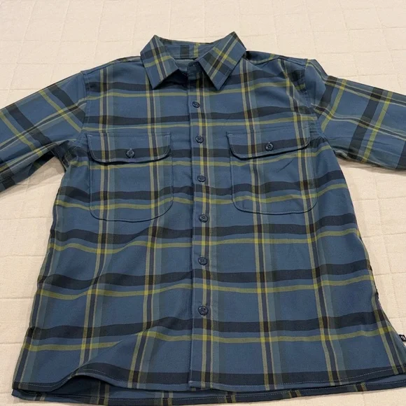 Mountain Hardwear Men's Blue and Yellow Plaid Shirt - Picture 3 of 8